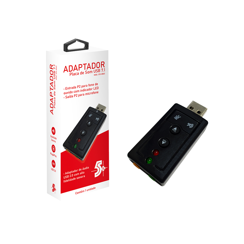 inch shield clone Adaptador de Placa de Som USB 7.1 Entrada P2 Fone e Microfone | Santana -  Importação e Exportação