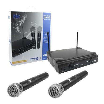 Microfone Sem Fio Com Receptor e 2 Microfones Bastão 614,50 641,00 Mhz