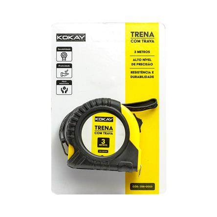 Trena de Aço 3 Metros 16mm com Capa Protetora e Trava KOKAY 056-0003