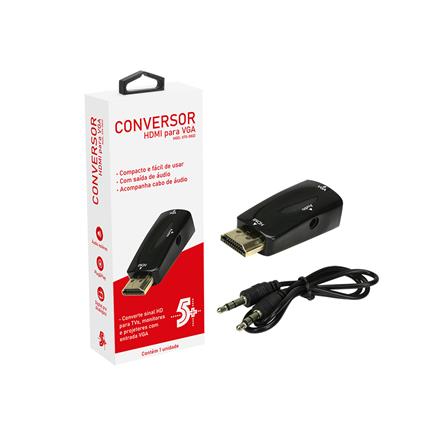 Conversor Plug HDMI P/VGA Com Saida R/l