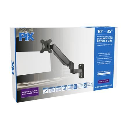 SUPORTE MONITOR PISTAO A GAS (1 MONITOR) - PAREDE - 10 A 35 - PX-F150P 079-0090