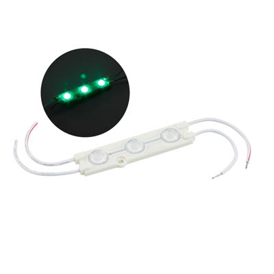 Módulo com 3 LEDs IP65 60x15x6,8 Corrente Continua 12V Verde 006-6042