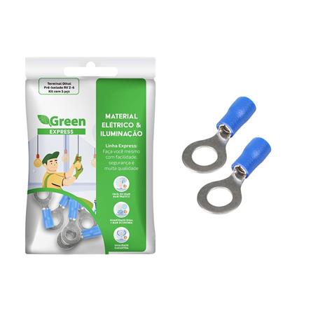 Terminal Olhal Furo 6 Pré-Isolado PVC Az Cabo 1,5 A 2,50mm - Kit com 5 Peças 056-1435HC