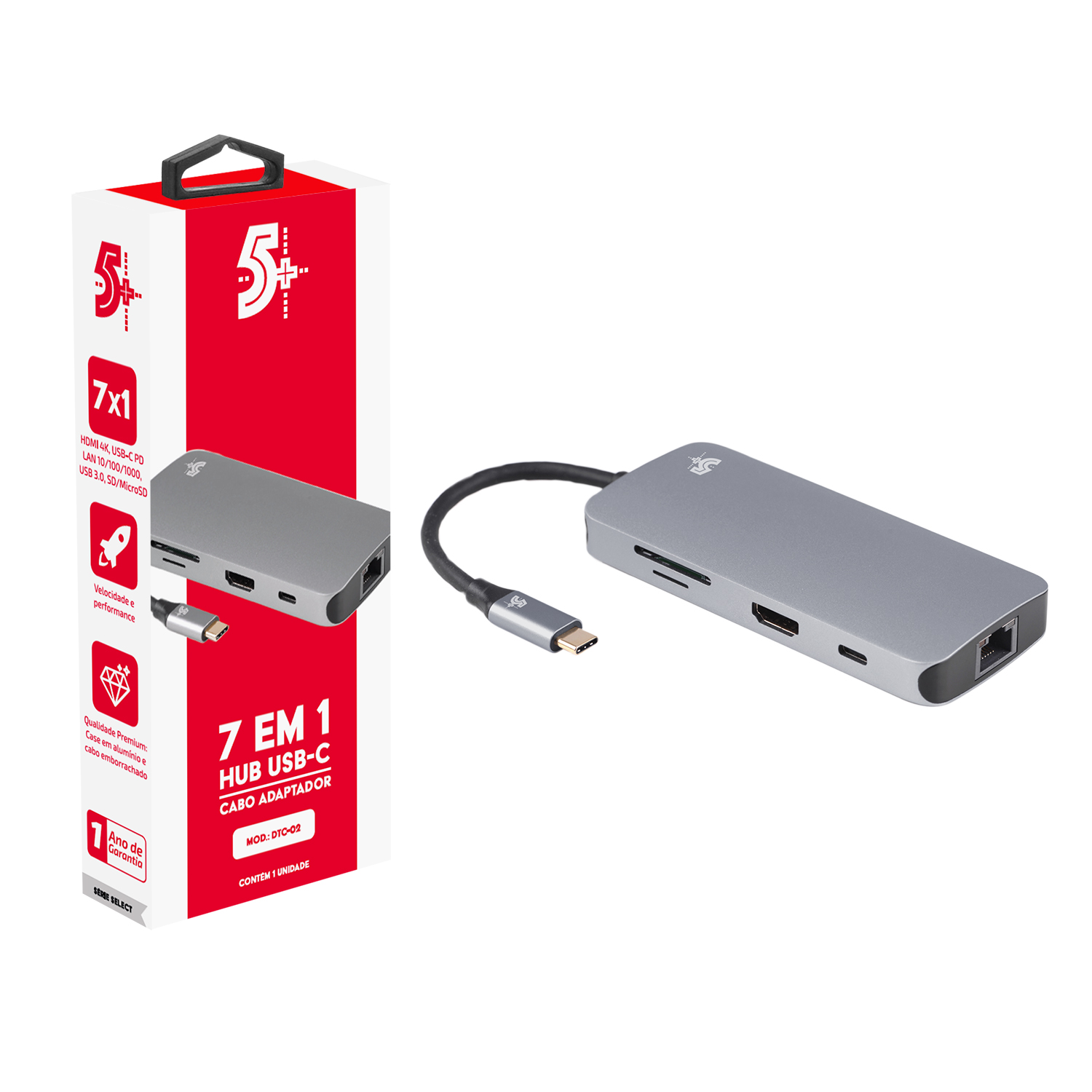 Hub USB C 7x1 para HDMI Fêmea USB C 018-7453 | Santana