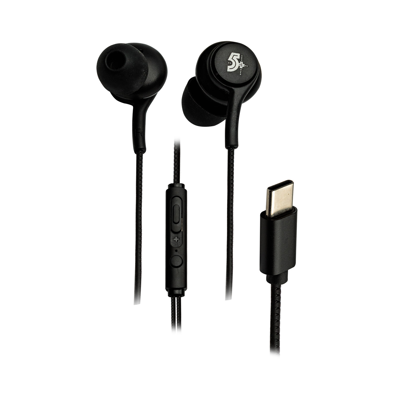 Fone de Ouvido Tipo C Alta Definição Auricular com Microfone Preto