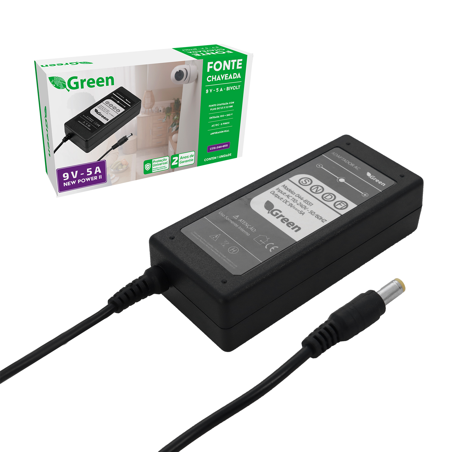 Fonte Chaveada 9v 5a Bivolt Plug 5,5mm X 2,1mm 044-6551 | Santana