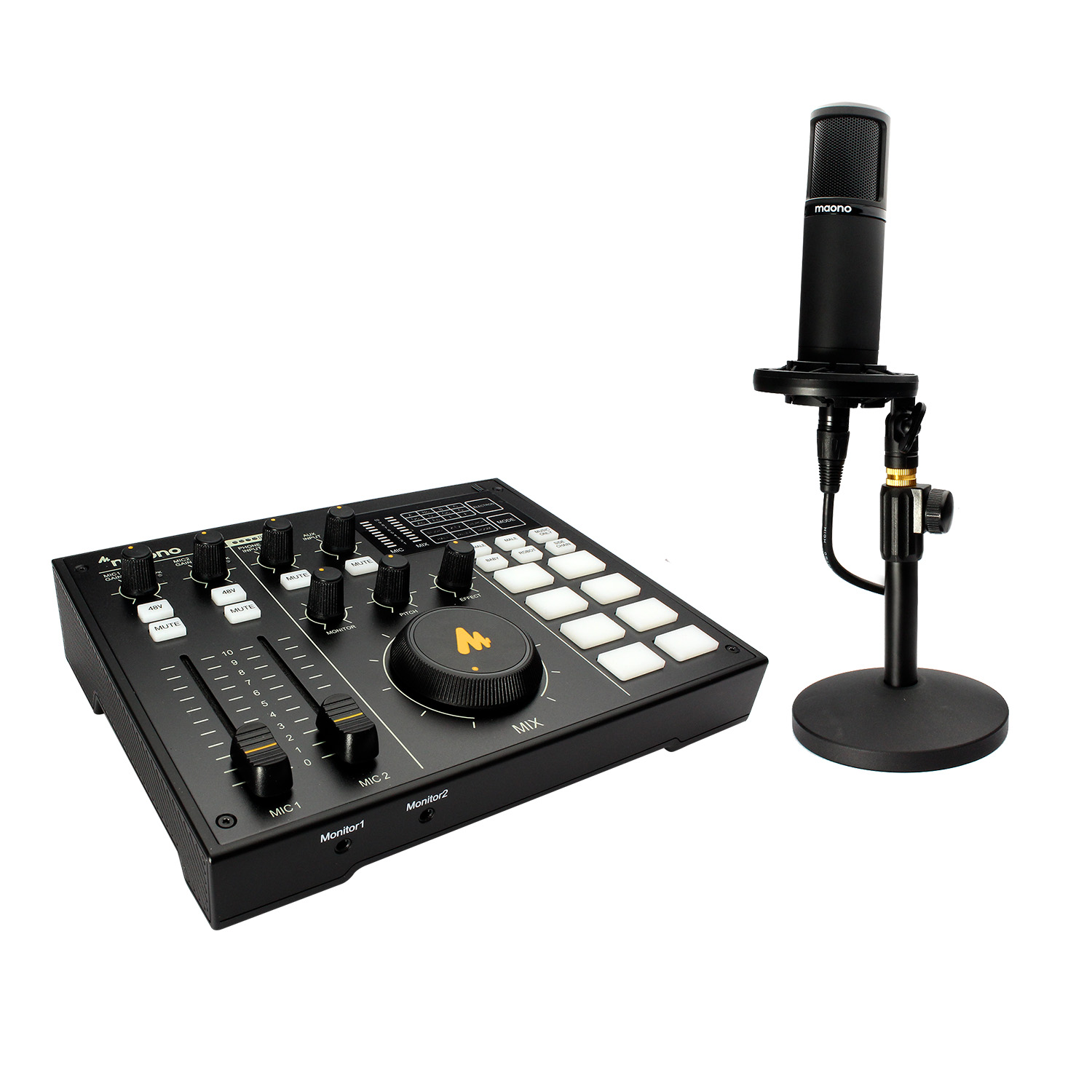 Estudio de Podcast Maonocaster com Microfone Condensador XLR
